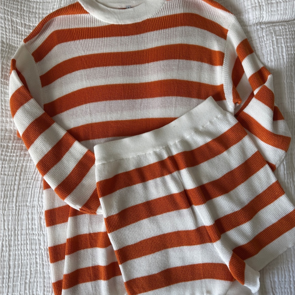 Amazon Orange and White Striped Knit Outfit